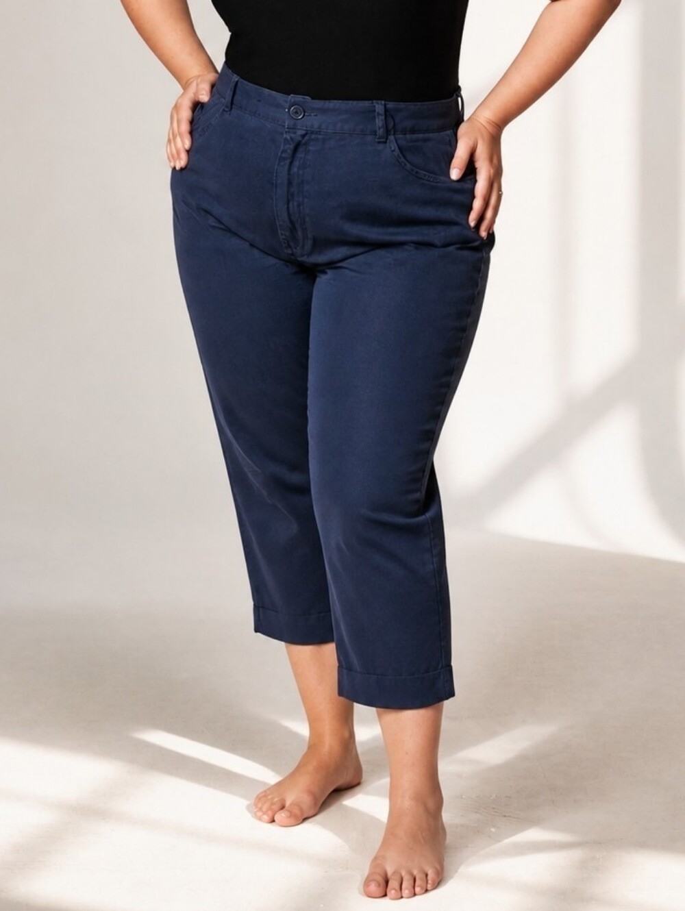 Jones New York Cotton Navy Cropped Pants